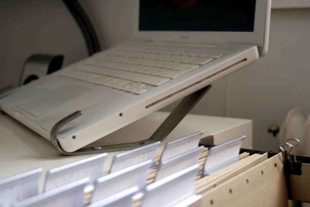 white laptop