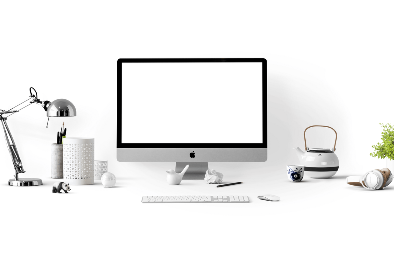 a set of personal computer with white background